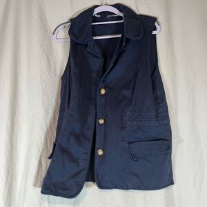 Navy Sleeveless Vest with Gold Buttons